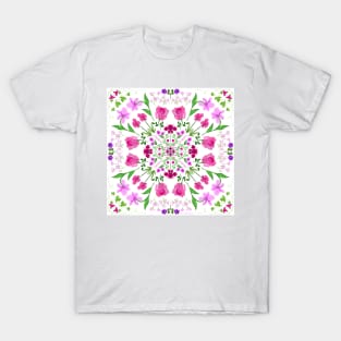 Delicate Floral Mandala on White Background T-Shirt